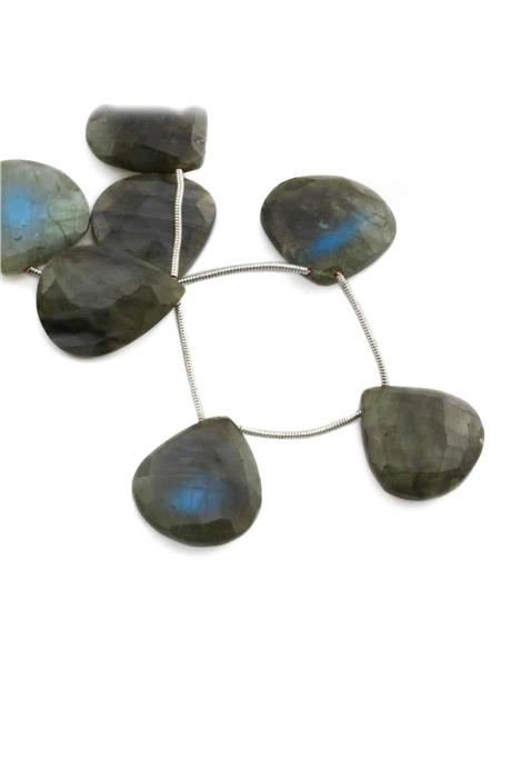Labradorite Natural Stone Flat Drop Crystal Cut 25x22mm String Of Beads [AA]