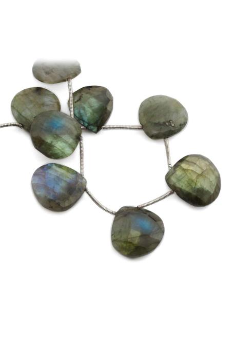 Labradorite Natural Stone Flat Drop Crystal Cut 20x6mm String Of Beads [AA]