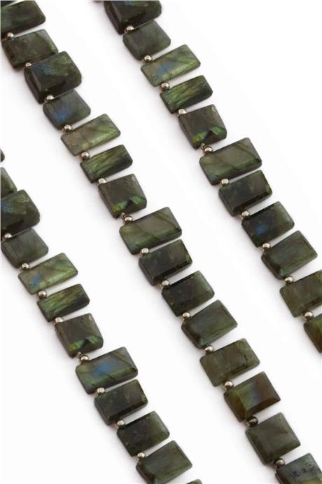 Labradorite Natural Stone Flat Rectangular Crystal Cut 10x8mm String Of Beads [AA]