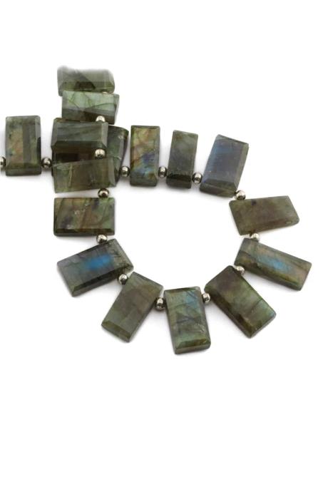 Labradorite Natural Stone Flat Rectangular Crystal Cut 10x8mm String Of Beads [AA]