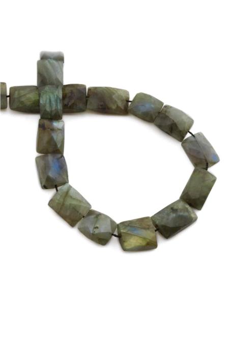 Labradorite Natural Stone Flat Square Crystal Cut 10x6mm String Of Beads [AA]