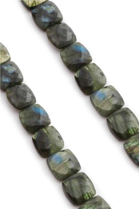 Labradorite Natural Stone Flat Square Crystal Cut 16x8mm String Of Beads [AA]