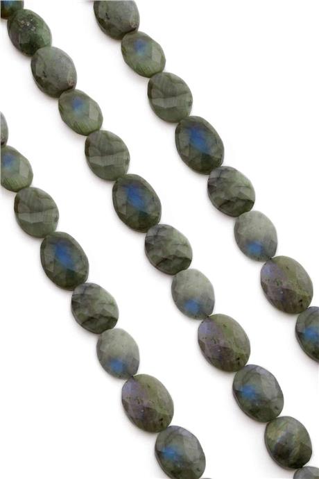 Labradorite Natural Stone Flat Oval Crystal Cut 16x18mm String Of Beads [AA]
