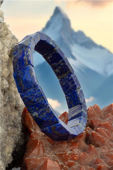 Lapis Doğal Taş Parlak Kare Faset Kesim Roleks 12x12mm Bileklik