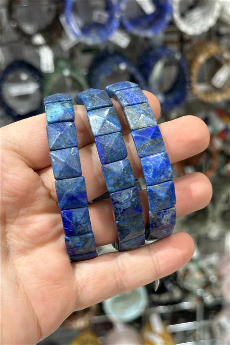 Lapis Doğal Taş Parlak Kare Faset Kesim Roleks 12x12mm Bileklik