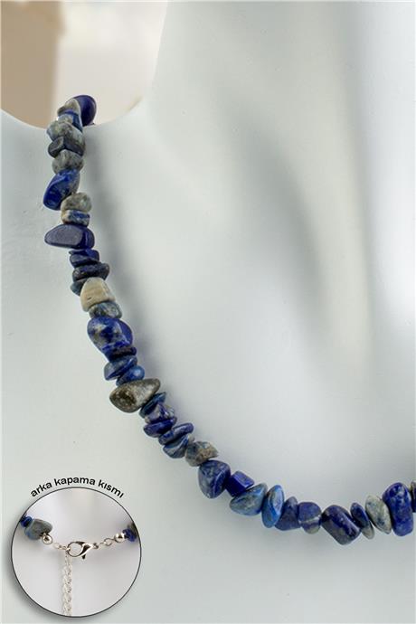 Lapis Lazuli Doğal Kırık Taş Tam Tur Kolye