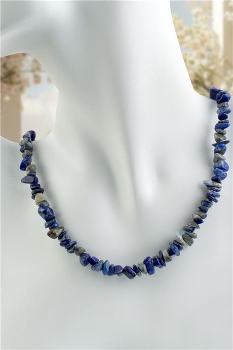 Lapis Lazuli Doğal Kırık Taş Tam Tur Kolye
