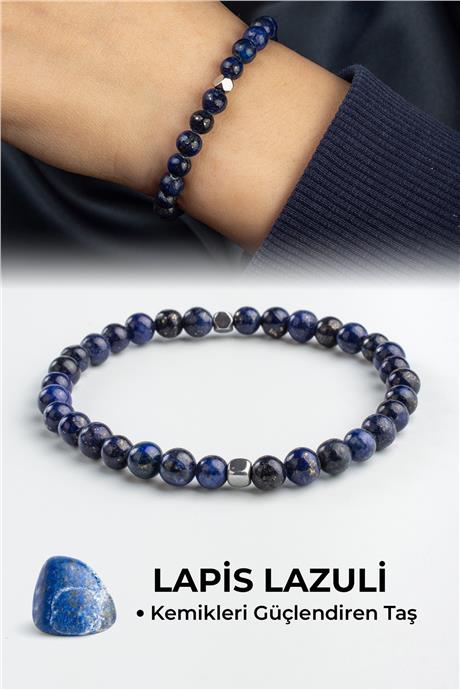 Lapis Lazuli Doğal Taş Küre Kesim 6mm Bileklik