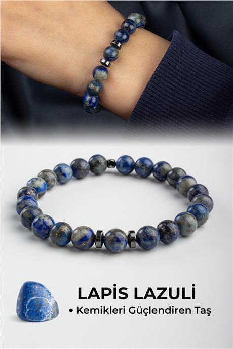 Lapis Lazuli Doğal Taş Küre Kesim 8mm Bileklik