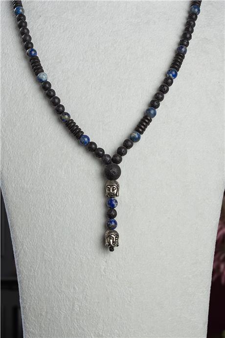 Lapis Lazuli Doğal Taş Laci Küre Kesim Buda Boncuk Kolye