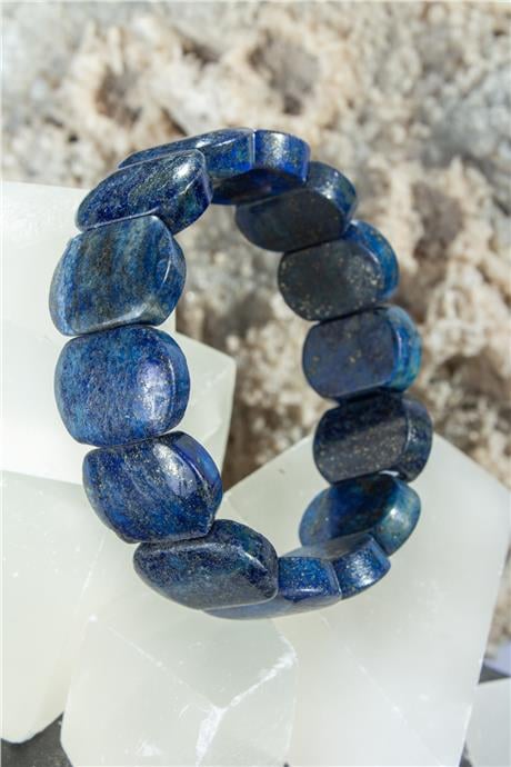 Lapis Lazuli Doğal Taş Oval Kesim İri Bileklik