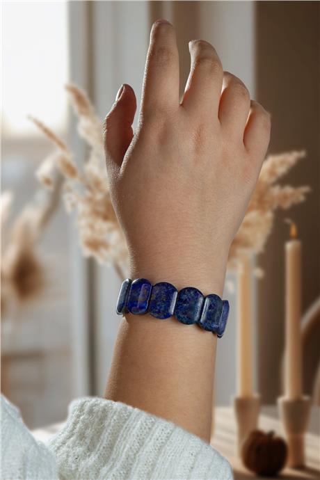 Lapis Lazuli Doğal Taş Oval Kesim İri Bileklik