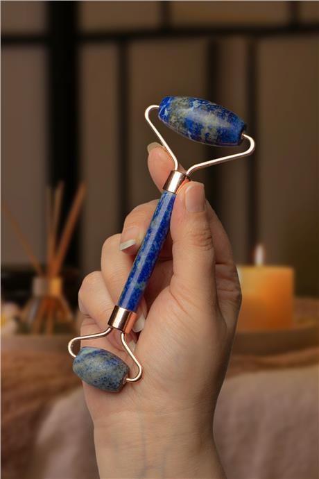 Lapis Lazuli Doğal Taş Roz Face Roller Çift Taraflı Orijinal Masaj Aleti