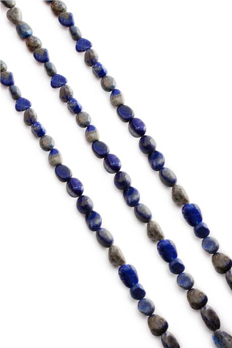 Lapis Lazuli Natural Stone Tumbler Cut 6x8mm String Of Beads