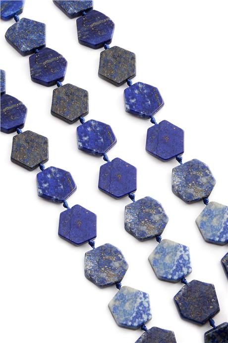 Lapis Lazuli Taşı Yassı Altıgen Kesim 16x4mm Doğal Taş Dizi