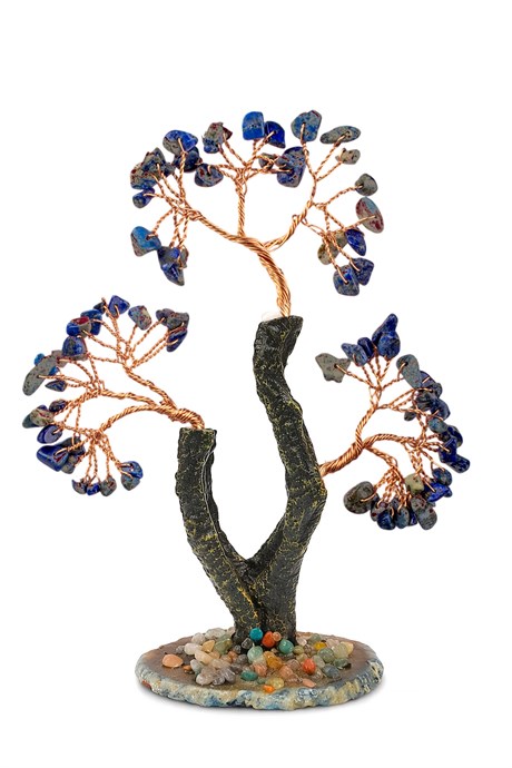Lapis Lazuli Taşı El Yapımı 8x17cm Doğal Taş Dekoratif Hayat Ağacı