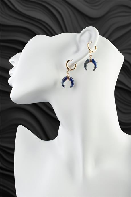 Lapis Lazuli Taşı Hilal Kesim Küpe