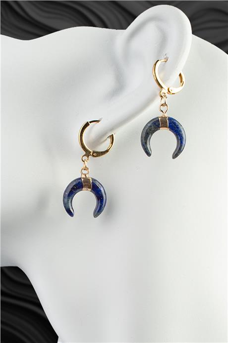 Lapis Lazuli Taşı Hilal Kesim Küpe