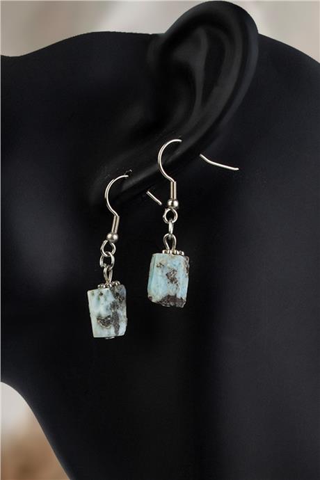 Larimar Taşı Silindir Kesim Doğal Taş Küpe