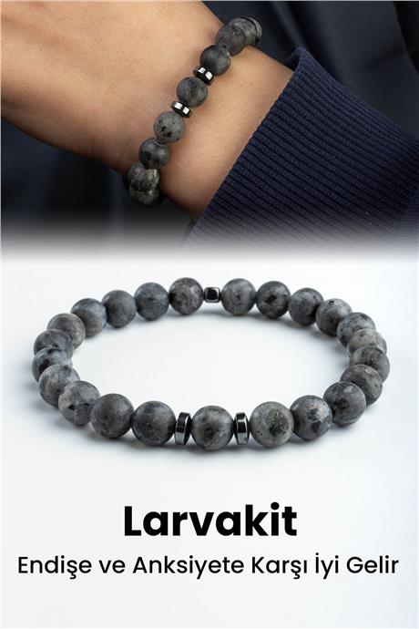 Larvakit Doğal Taş Mat Küre Kesim 8mm Bileklik