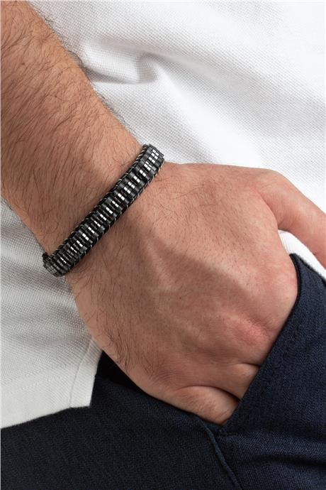 Larvakit Doğal Taş Örme Erkek Bilekliği 4x2mm