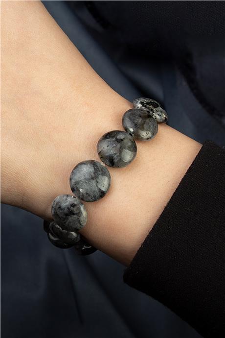 Larvakit Doğal Taş Yassı Daire Kesim 12mm Bileklik