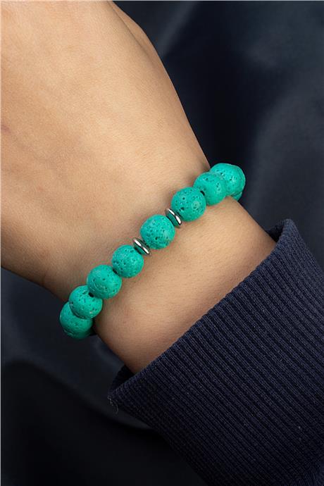 Lav Taşı Doğal Taş Açık Turkuaz Küre Kesim 8mm Bileklik