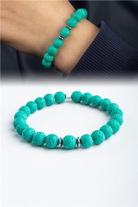 Lav Taşı Doğal Taş Açık Turkuaz Küre Kesim 8mm Bileklik