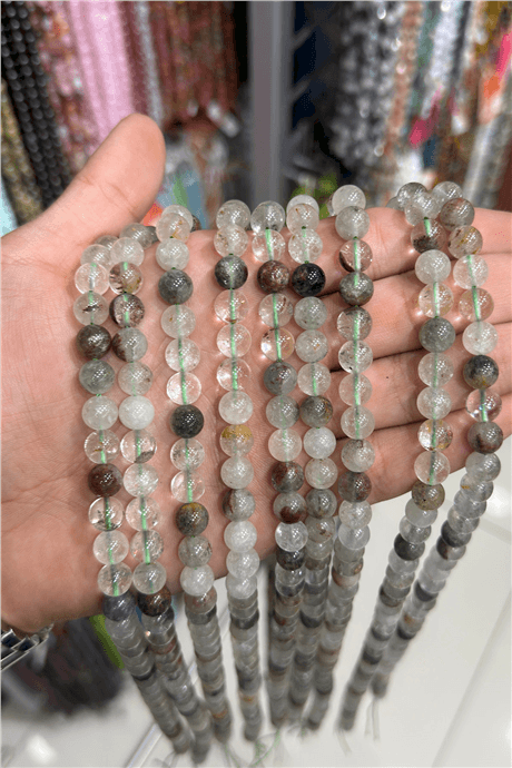 Lodolit Taşı Küre Kesim Parlak 8mm Doğal Taş Dizi [AA]