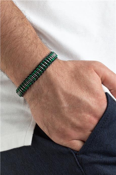 Sıkma Malakit Doğal Taş Örme Erkek Bilekliği 4x2mm