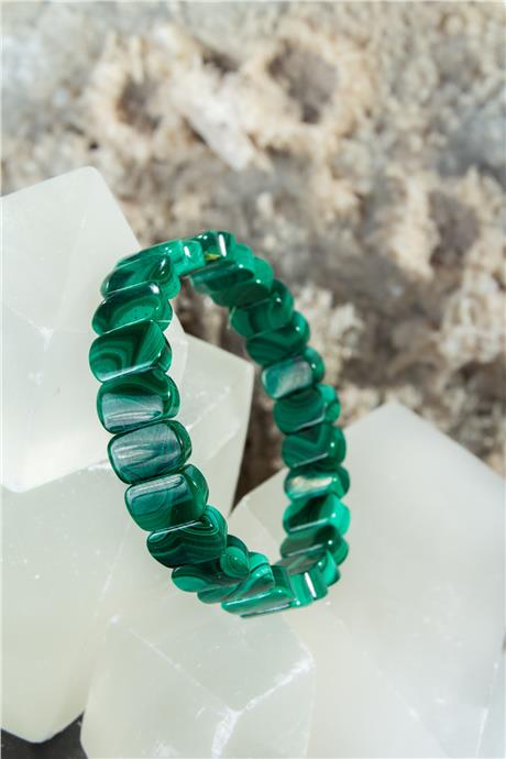 Malakit Doğal Taş Oval Kesim Bileklik