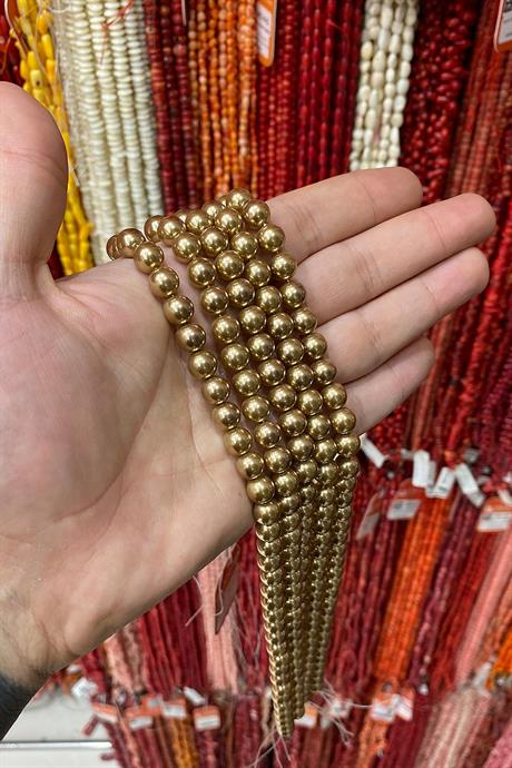 Mayorka İnci Doğal Taş Antik Sarı 8mm Dizi