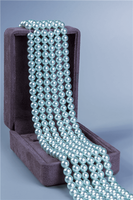 Mayorka İnci Doğal Taş Parlak Açık Mavi 8mm Dizi