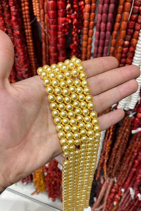 Mayorka İnci Parlak Sarı 8mm Doğal Taş Dizi