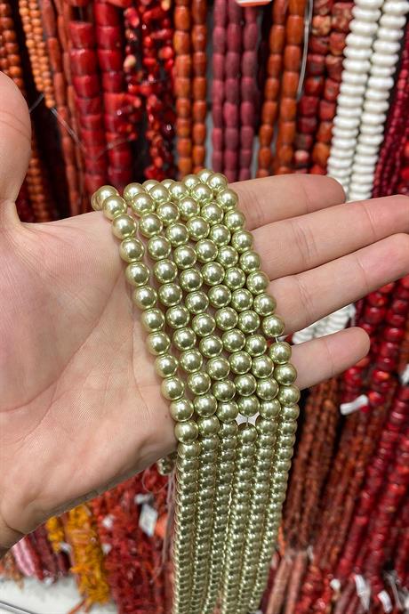 Mayorka İnci Parlak Su Yeşili 8mm Doğal Taş Dizi