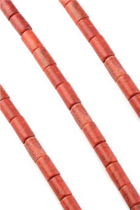 Çim Mercan Taşı Silindir Kesim Parlak Kırmızı 12x20mm Doğal Taş Dizi [AA]