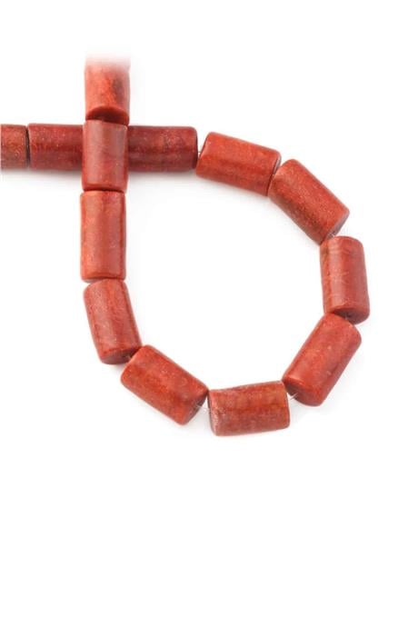 Çim Mercan Taşı Silindir Kesim Parlak Kırmızı 12x20mm Doğal Taş Dizi [AA]