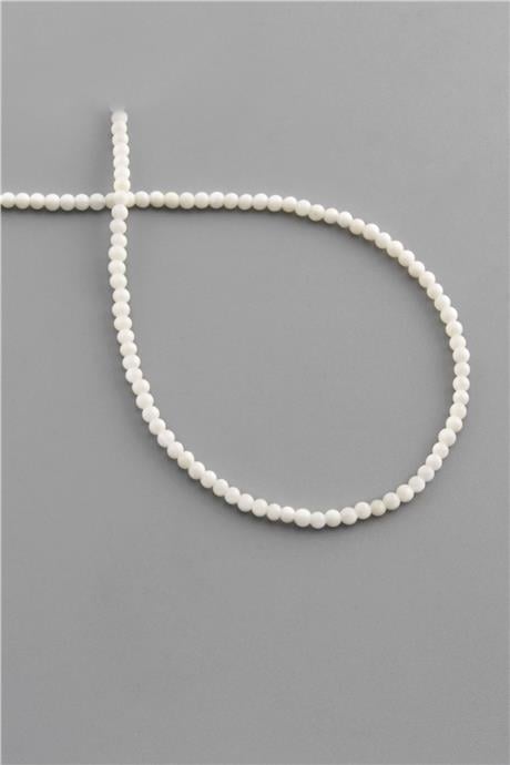 Mercan Doğal Taş Parlak Beyaz Küre Kesim 2mm Dizi [AA]