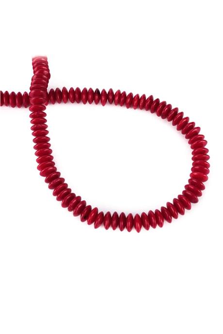 Mercan Taşı Rondela Kesim Parlak Kırmızı 6x3mm Doğal Taş Dizi [AA]