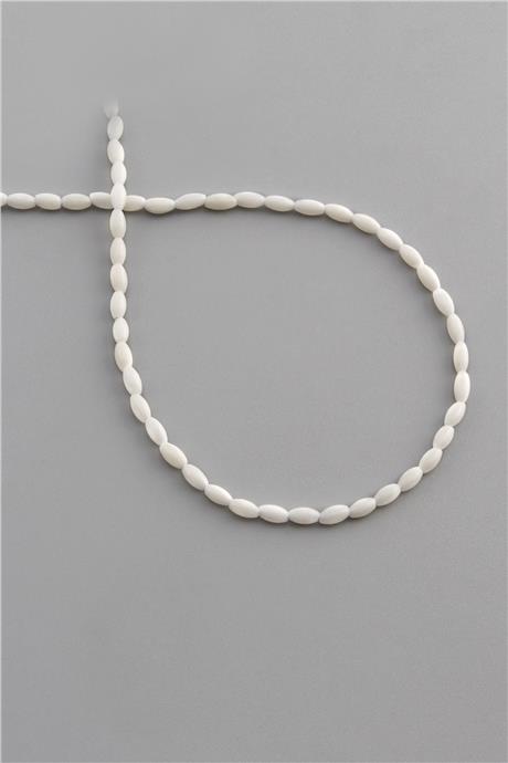 Mercan Taşı Arpa Kesim Parlak Beyaz 2x4mm Doğal Taş Dizi [AA]