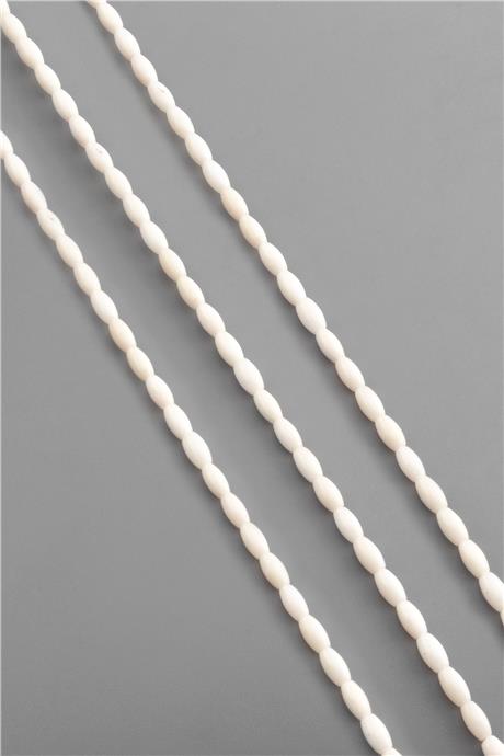 Mercan Taşı Arpa Kesim Beyaz 3x6mm Doğal Taş Dizi
