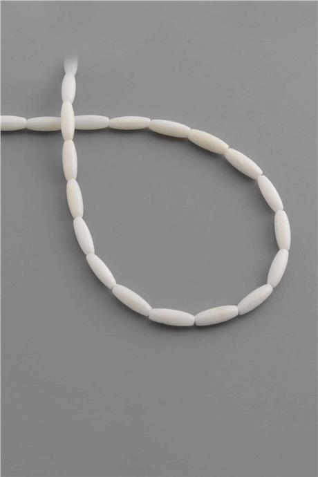 Mercan Doğal Taş Beyaz Arpa Kesim 3x9mm Dizi