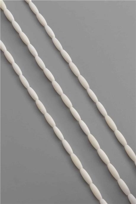 Mercan Doğal Taş Beyaz Arpa Kesim 3x9mm Dizi