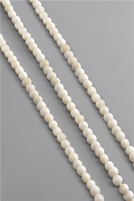Mercan Taşı Rondela Kesim Parlak Beyaz 7x3mm Doğal Taş Dizi [AA]