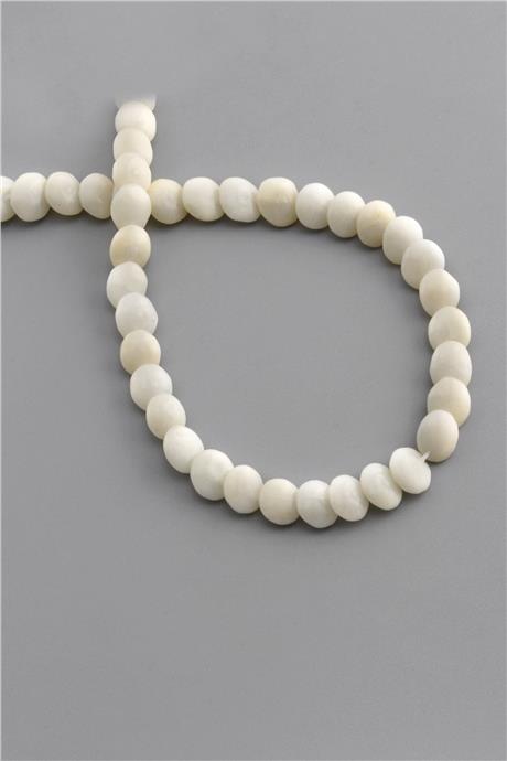Mercan Taşı Rondela Kesim Parlak Beyaz 7x3mm Doğal Taş Dizi [AA]