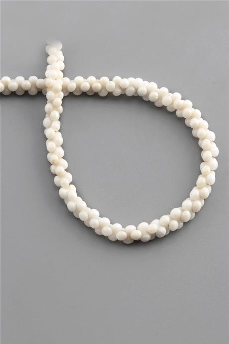 Mercan Taşı Kemik Kesim Beyaz 6x3mm Doğal Taş Dizi