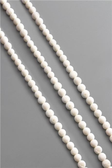 Mercan Taşı Küre Kesim Parlak Beyaz 6mm Doğal Taş Dizi [AA]