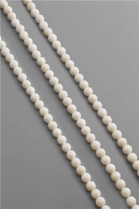 Mercan Taşı Küre Kesim Parlak Beyaz 6mm Doğal Taş Dizi [AA]