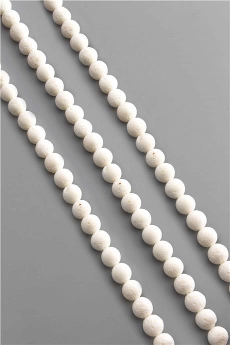 Mercan Taşı Küre Kesim Beyaz 8mm Doğal Taş Dizi
