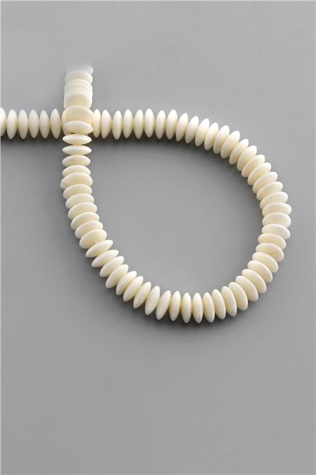 Mercan Doğal Taş Parlak Beyaz Rondela Kesim 7x3mm Dizi [AA]